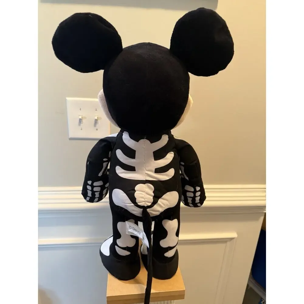 Disney Mickey Mouse Skeleton Halloween Plush 22” Door Greeter Black White